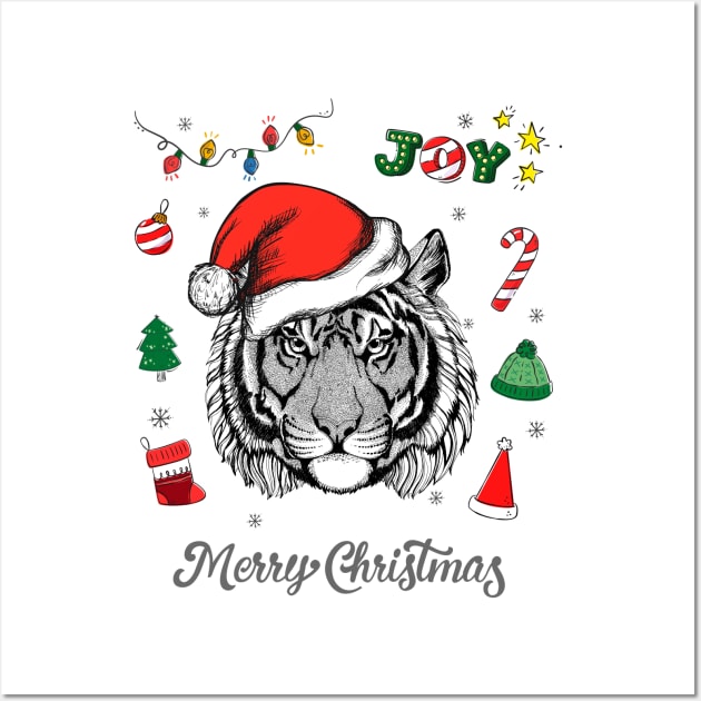 Merry Christmas Tiger Wall Art by DISOBEY